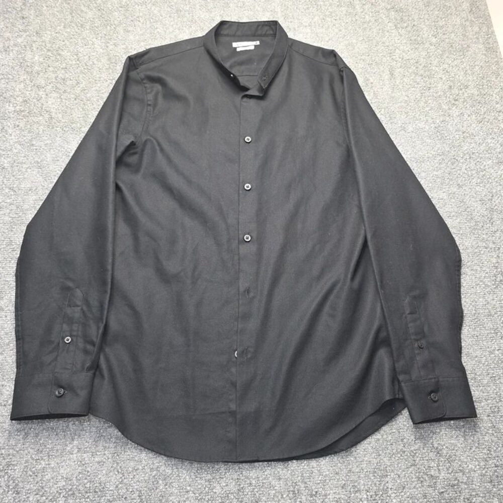Men’s Black Slim Fit Long Sleeve Button-Up Shirt Size Large